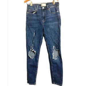 Free People DISTRESSED Jeans - Ripped Knees Dark Denim Jeans